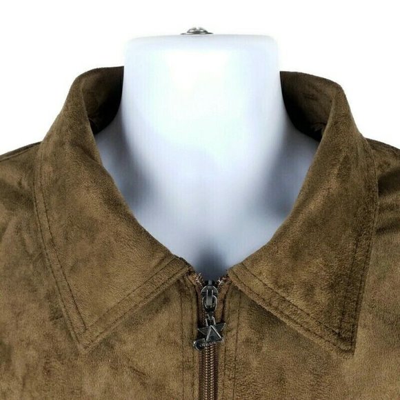 A Collezioni Brown Faux Suede Fully Lined Zip Front Jacket Mens XXL NWT - Picture 4 of 14